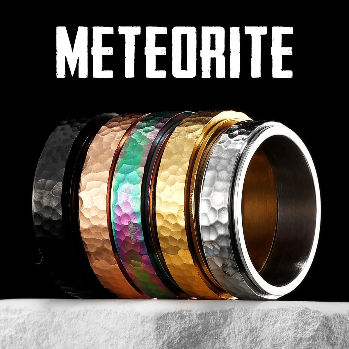 Forge Meteorite Fidget Spinner Anelli da uomo Gioielli da donna in acciaio inossidabile Retro Punk Nuovo in Rock Accessori moda Regalo all'ingrosso
