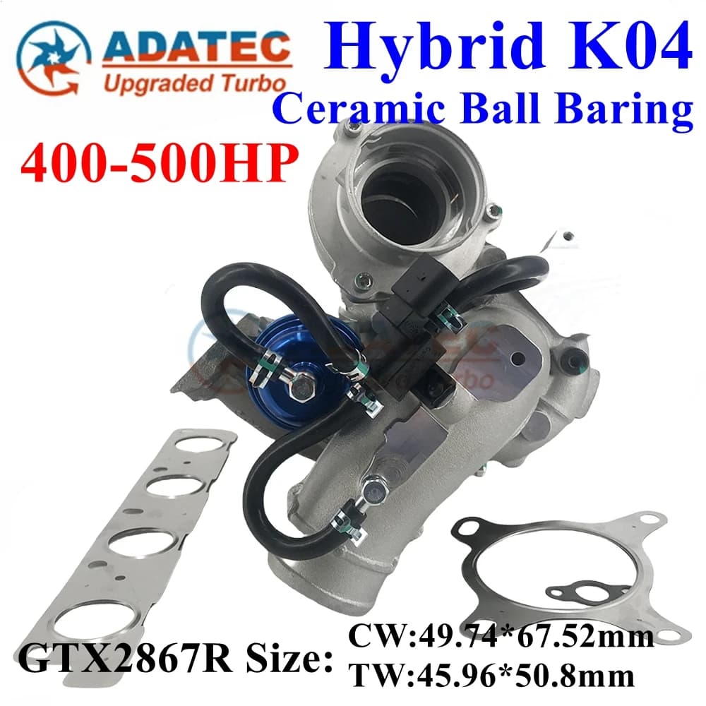 Turbina Ibrida K04 con Cuscinetti a Sfera GTX2867R, Potenza 400-500HP, 53049880064 53049700064 06F145702C, Upgrade per Volkswagen Golf V 2
