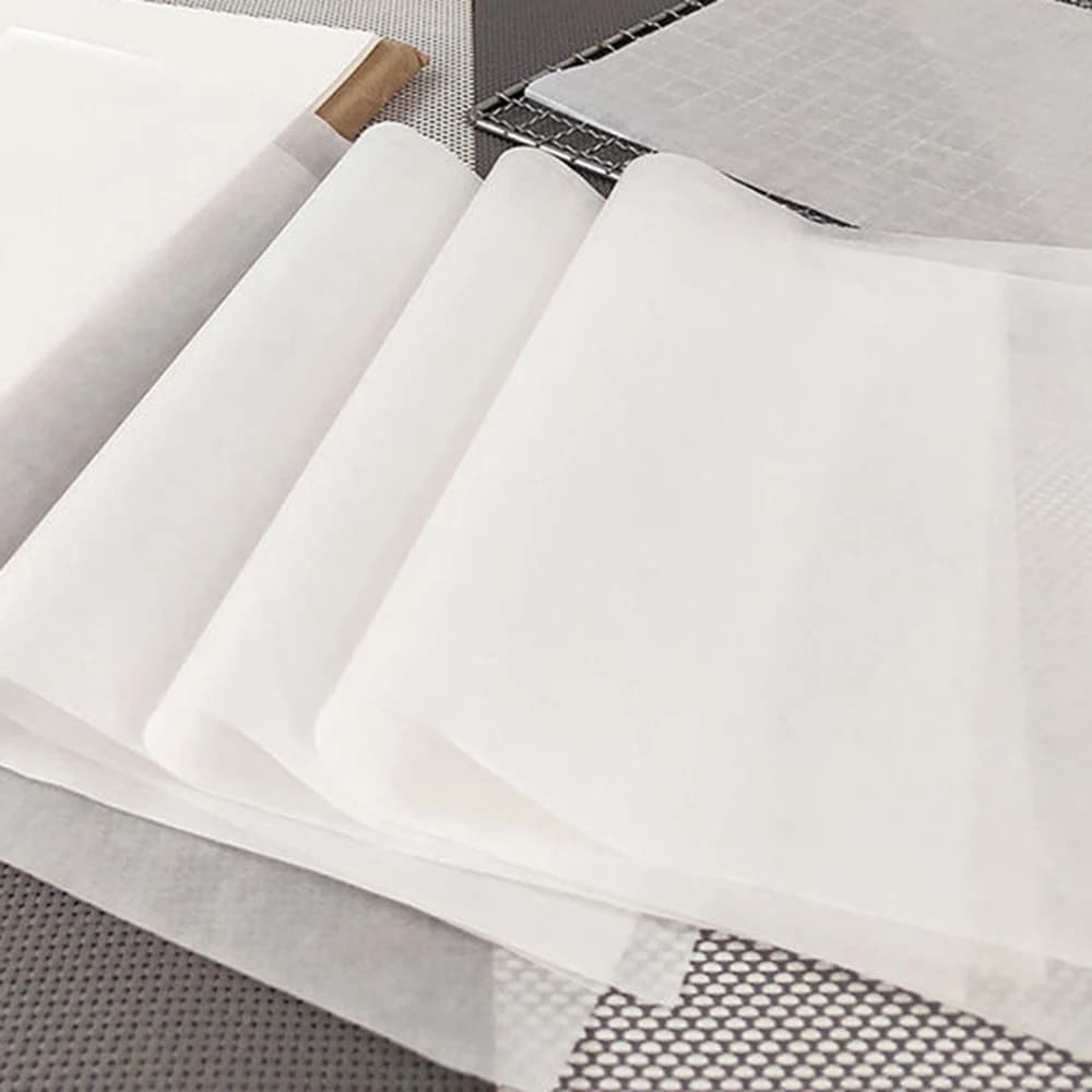 100 Pezzi Carta da Forno in Polpa di Legno per Friggitrice ad Aria, Carta Antiaderente Quadrata per Forno e Vaporiera, Resistente a 250 Gradi