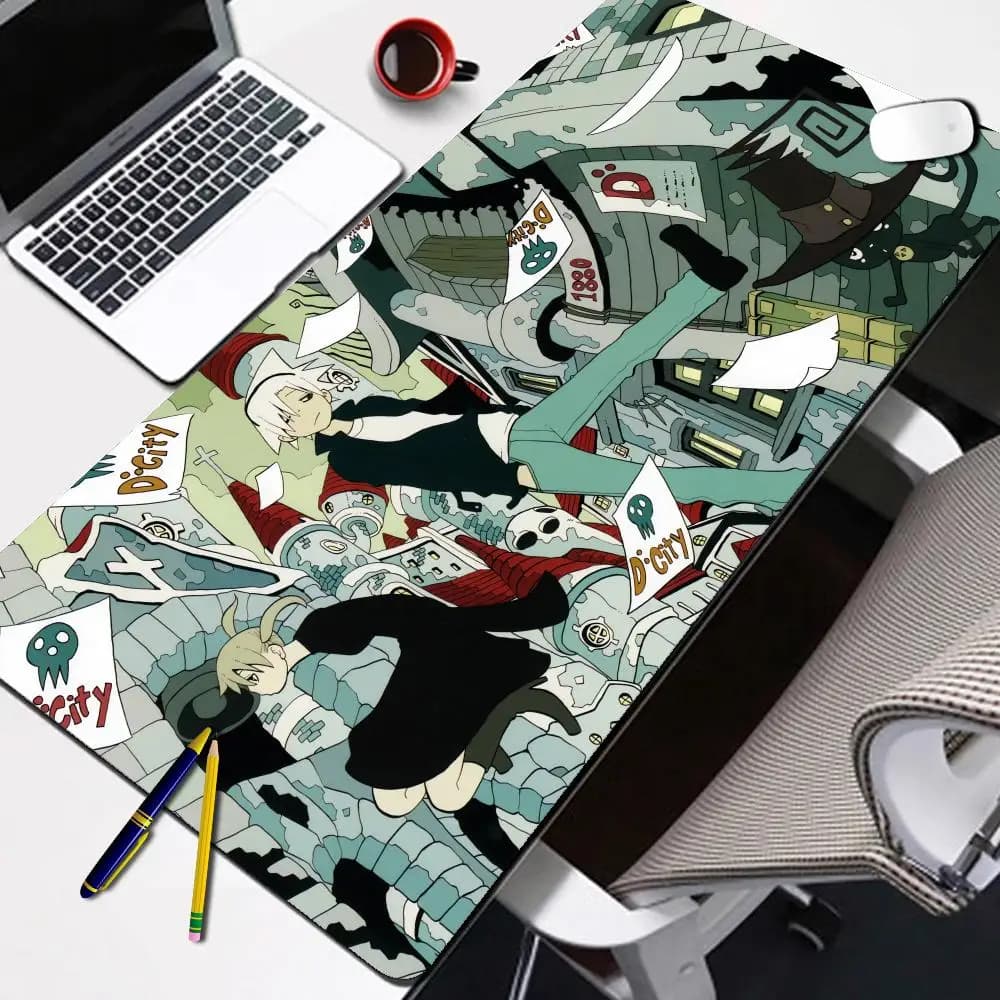 Soul Eater Tappetino per mouse Tablet Tappetino per mouse Laptop xl Tappetino per mouse desktop carino Stampa HD Tappetino per tastiera da gioco Lettore 90x40 cm