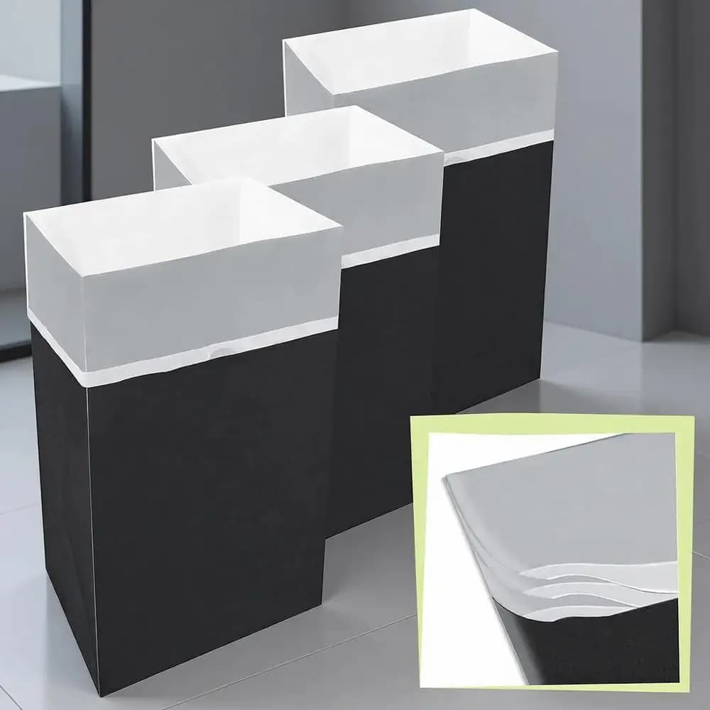 Set di 3 Bidoni Multi-Liner da 30 Galloni - Contenitori Pieghevoli per Rifiuti e Riciclaggio per Casa, Feste e Cucine (Nero)