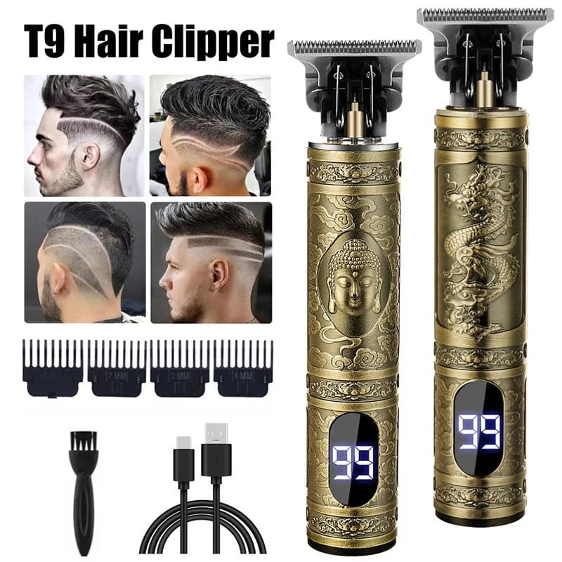 Slim T9 Hair Trimmer Pen Shape 4 Adjustable Combs Cleaning Brush USB C Charging Cable Cordless Beard Clipper for Men Lightweight