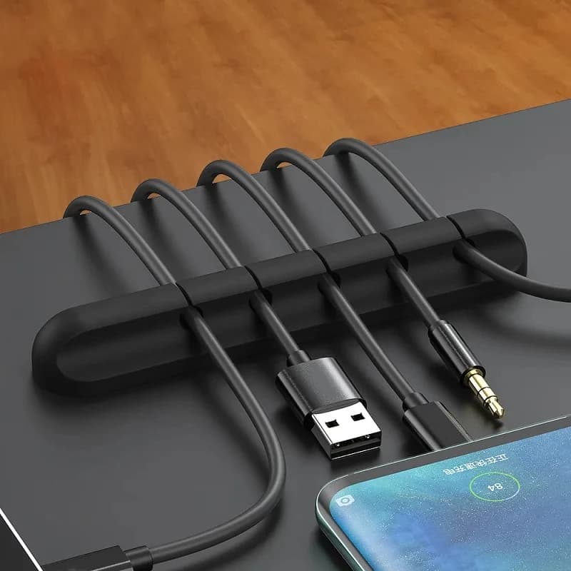 NNBILI Organizzatore di Cavi a 1/3/5/7 Fori, Clip Adesive in Silicone per Gestione Cavi USB, per Mouse, Tastiera, Cuffie