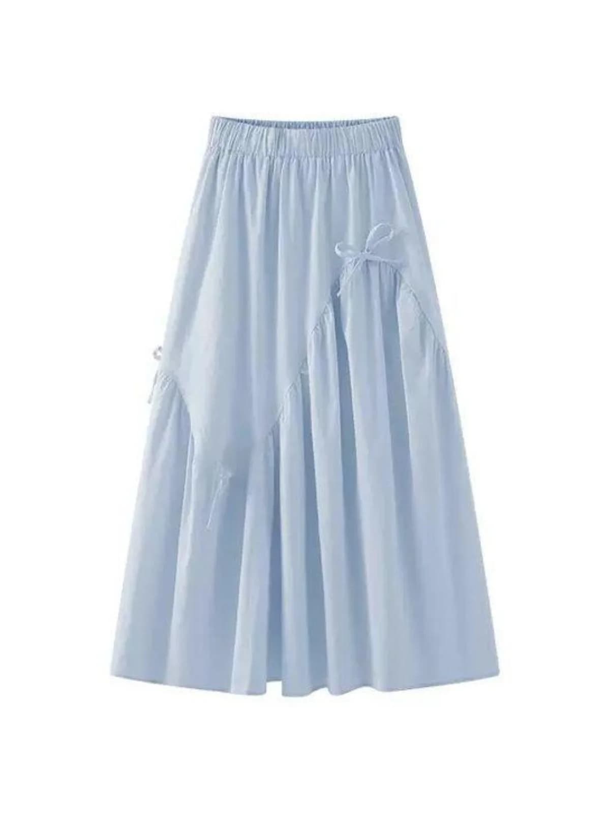 Gonna lunga a vita alta Sweet Knot, elegante e versatile, modello A-Line, abito estivo Yang Jing