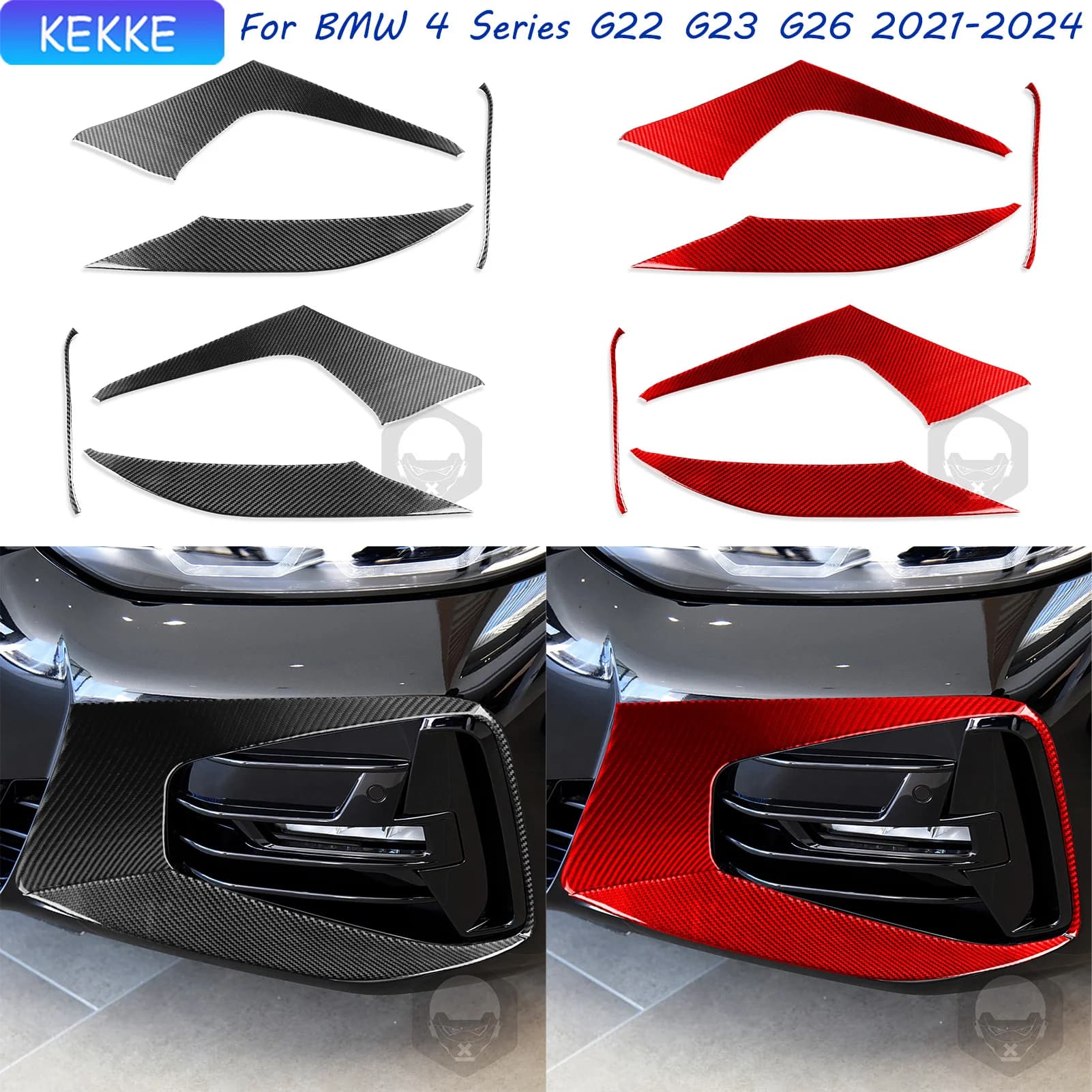 Per BMW Serie 4 G22 G23 G26 2021-2024 Auto In Fibra di Carbonio Paraurti Anteriore Decorazione Decalcomania Auto Decorazione Accessorio adesivo