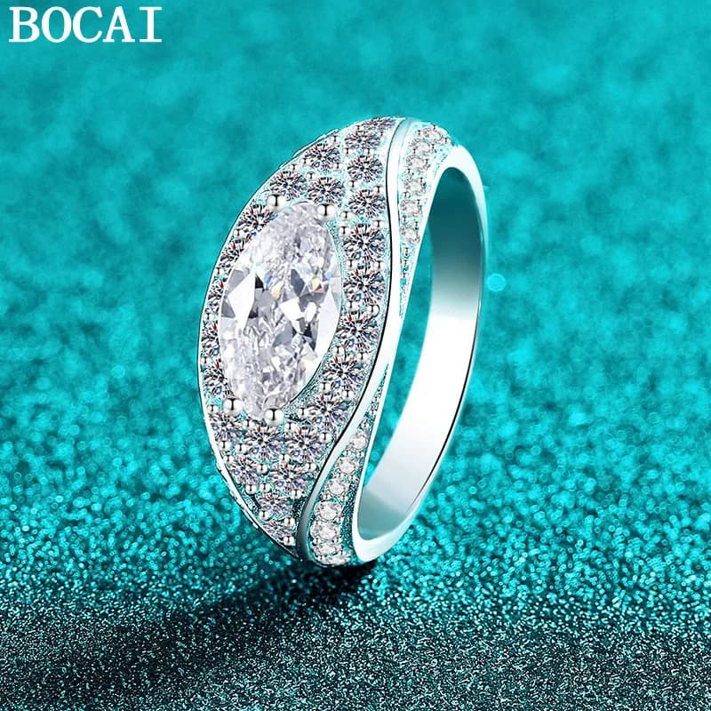 BOCAI NUOVO Anello Occhio del Diavolo in Argento Puro S925, Lussuoso e Raffinato con Incastonatura in Moissanite, Regalo per Donne