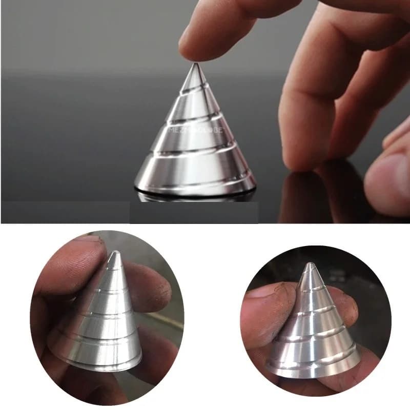 Metallo lega di alluminio Fidget Spinner cono affilato Mezmoglobe Desktop ruota mano Spinner punta delle dita giroscopio antistress giocattoli per adulti