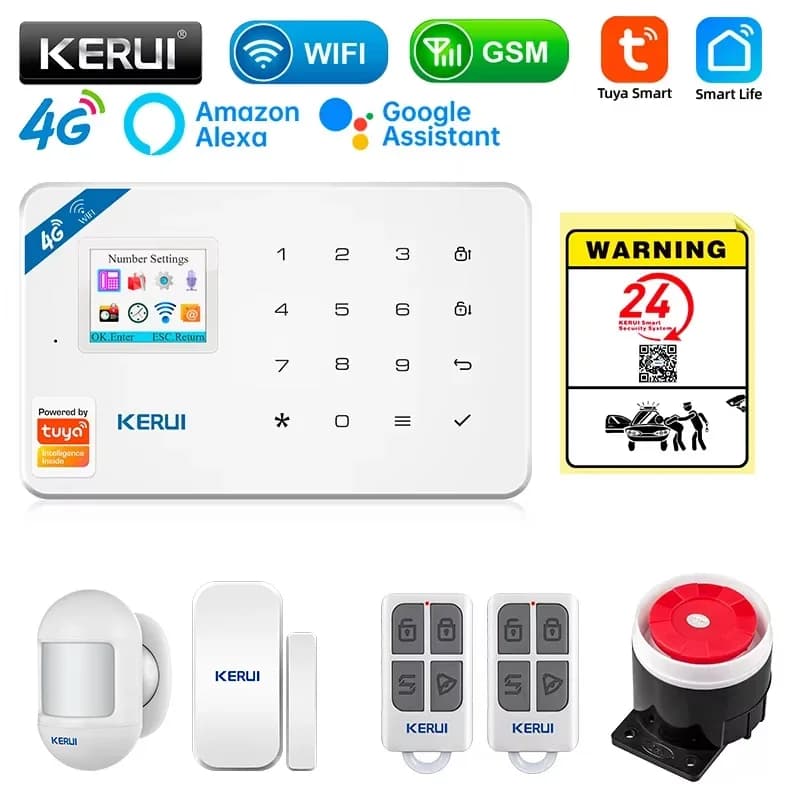 KERUI Kit sistema di allarme di sicurezza W184 4G WIFI GSM allarme Wireless Home Tuya Smart APP controllo sensore di movimento antifurto supporto Alexa