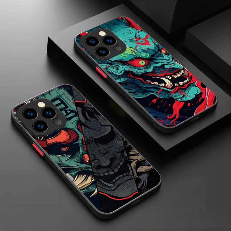 Samurai Hannya Fantasma Print Case for iPhone 17 Air 15 16E 16 Plus 14 13 12 11 Pro Max XR X XS Max SE 2020 Coverage