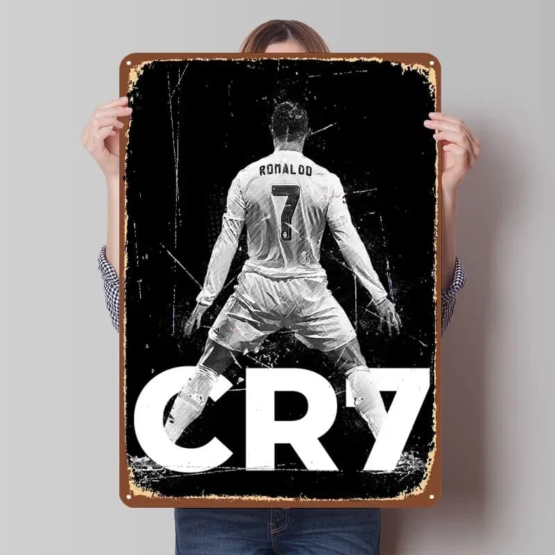 Cristiano Ronaldo Siuuu Giocatore di football Poster in metallo Cornici decorative da parete Targhe in metallo personalizzate per la decorazione di arte della parete