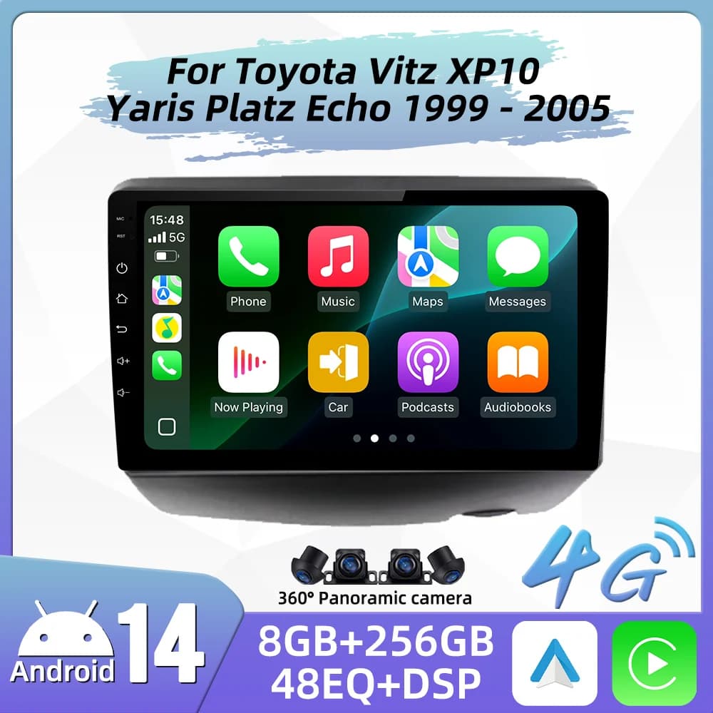 Carplay Autoradio Per Toyota Vitz XP10 Yaris Platz Echo 1999 - 2005 2 Din Android Auto Lettore Multimediale Navigazione GPS Stereo 4G