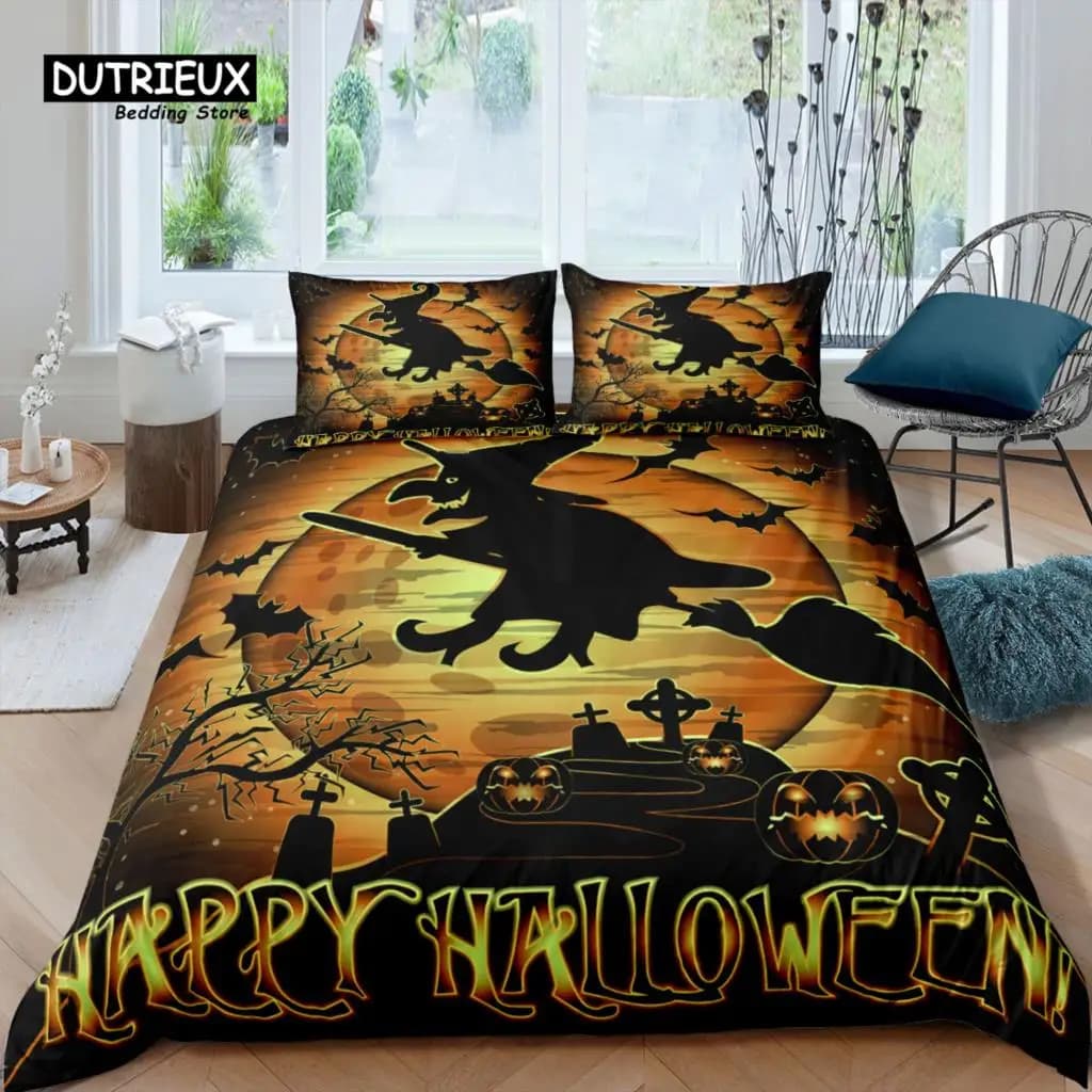 Home Living Set di biancheria da letto di lusso 3d Halloween Set copripiumino Federa Set di biancheria da letto per bambini Queen e King Taglia EU/US/AU/UK