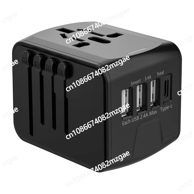 Adattatore da viaggio con porta 3USB tipo C - Presa universale per caricabatterie multifunzione standard USA UE Regno Unito AU