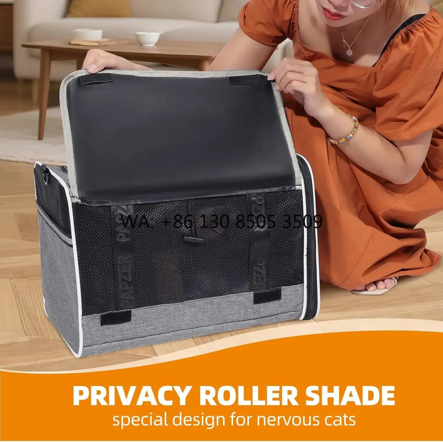 Grey Luxury Waterproof square Oxford Zipper Dog Pet Cat Soft-Sided Trolley Trunk Carrier with Wheels Travel Products Bag Purse