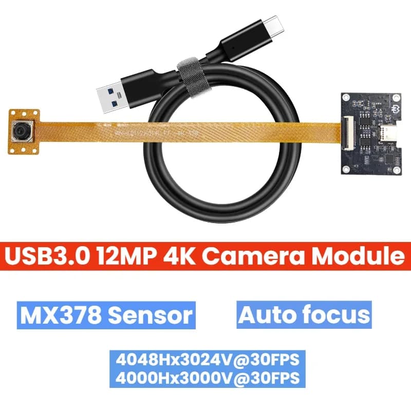 12MP 4K USB3.0 Camera Module IMX378 type-c Auto Focus plug and play UVC Machine Vision Biometrics Smart City Medical Education