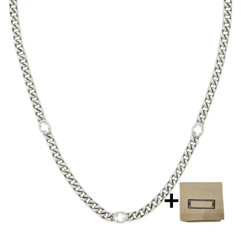 S925 Silver High Version Antique Style Light Luxury Fashion Trend Retro Cuban Silver Letter Niche Versatile Necklace
