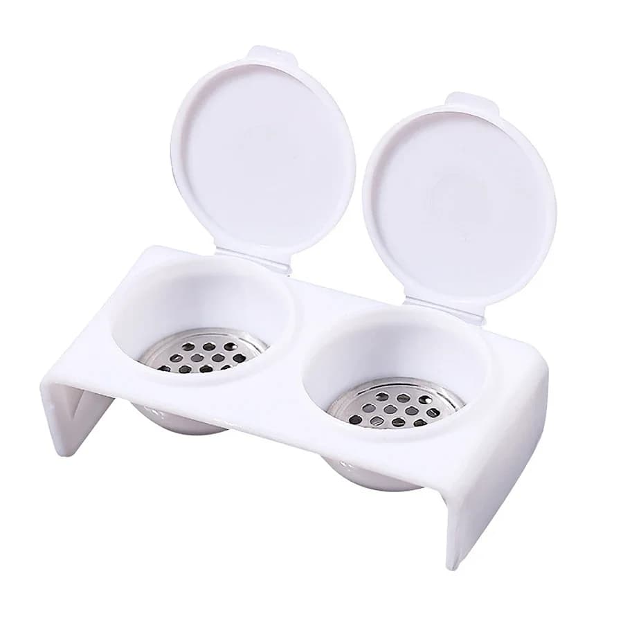 Piatto Dappen per tazza per pulizia spazzole a doppio foro per nail art con vano filtro per liquido acrilico e detergente per spazzole