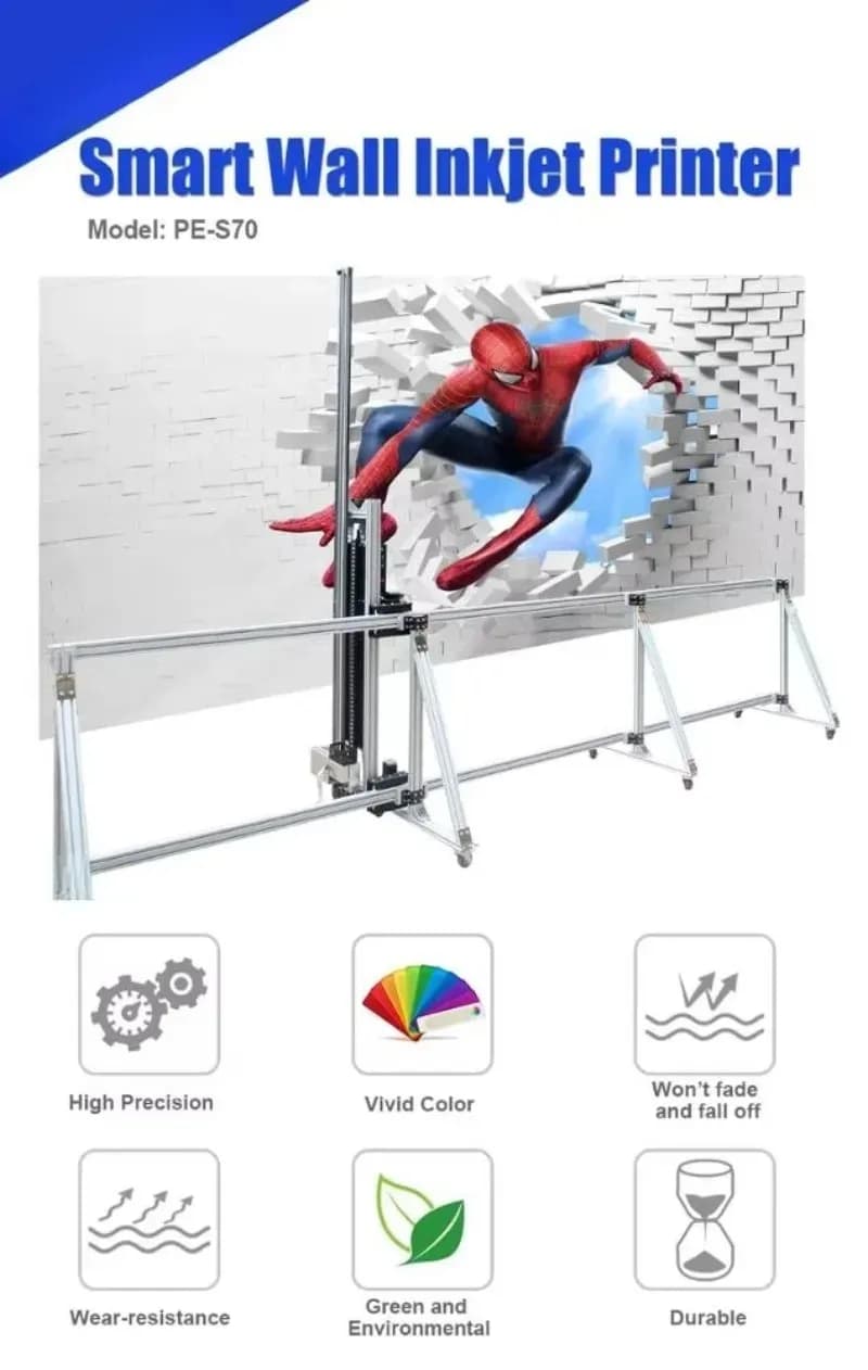 3D Wall Printer for Glass Wood Outdoor Direct to Wall Printing Machine Horizontal Digital Photo Printing Equipment for Home