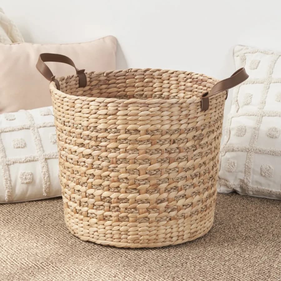 16.75 Gal Laundry Hamper Wicker Laundry Basket with Handles Round Clothes Hamper with Removable Liner Bags Rattan Laundry Baske