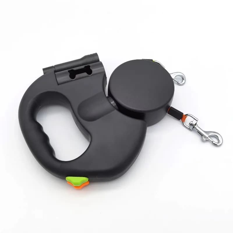 Guinzaglio Retrattile Doppio per Cani con Luce (LED), Accoppiatore a 360°, Guinzaglio Retrattile per Due Cani
