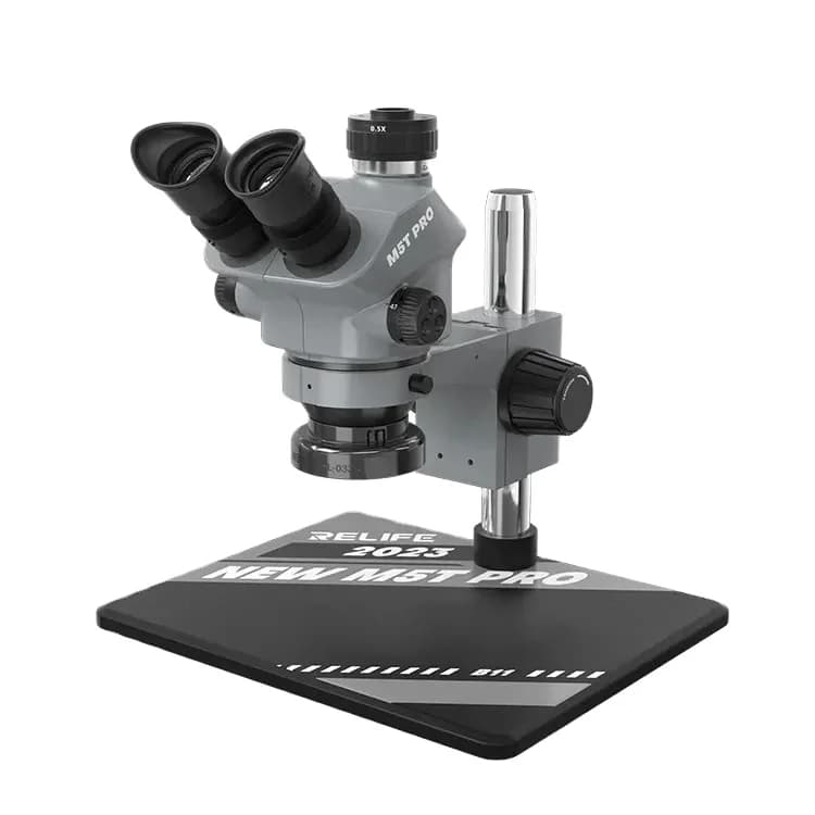 Microscopio trinoculare HD RELIFE RL-M5T Pro-B11 (base in lega di alluminio di grandi dimensioni) per la riparazione di telefoni cellulari