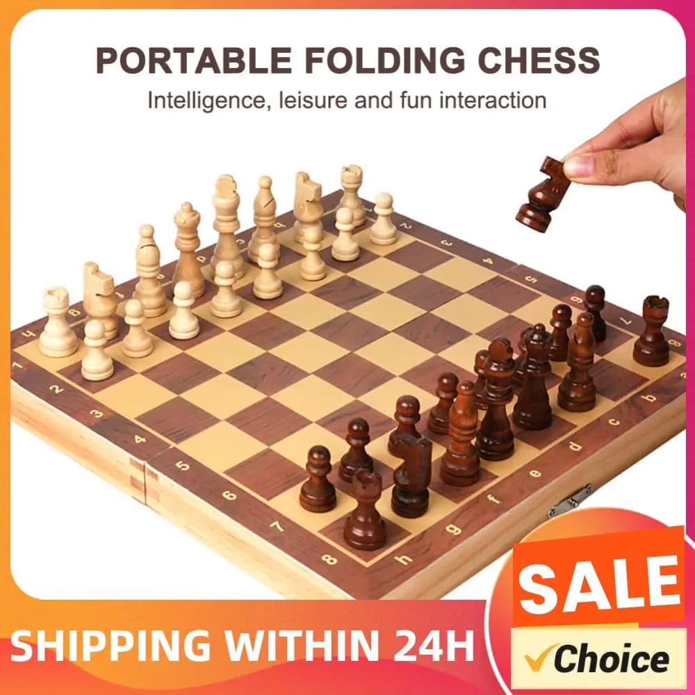 Set di Scacchi, Dama e Backgammon 3 in 1 in Legno 29x29cm, Gioco da Tavolo Non Tossico per lo Sviluppo del Pensiero Strategico per Ragazzi e Ragazze