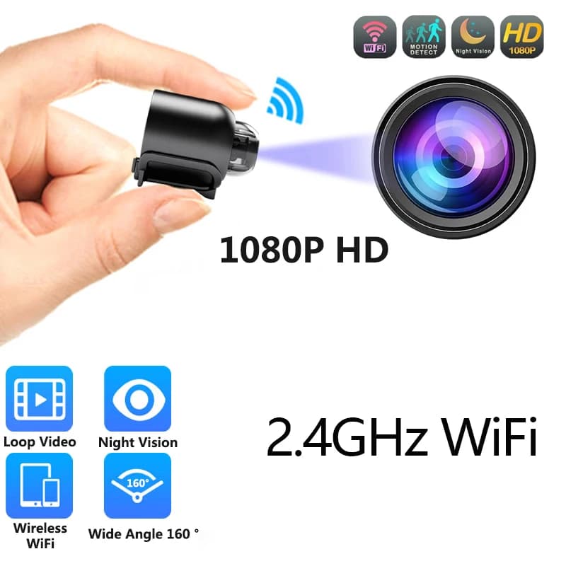 Webcam WiFi X5 1080P HD, Telecamera IP di Sicurezza per Interni con Visione Notturna IR, Registratore Video Antifurto, Monitoraggio Remoto, Telecamera USB