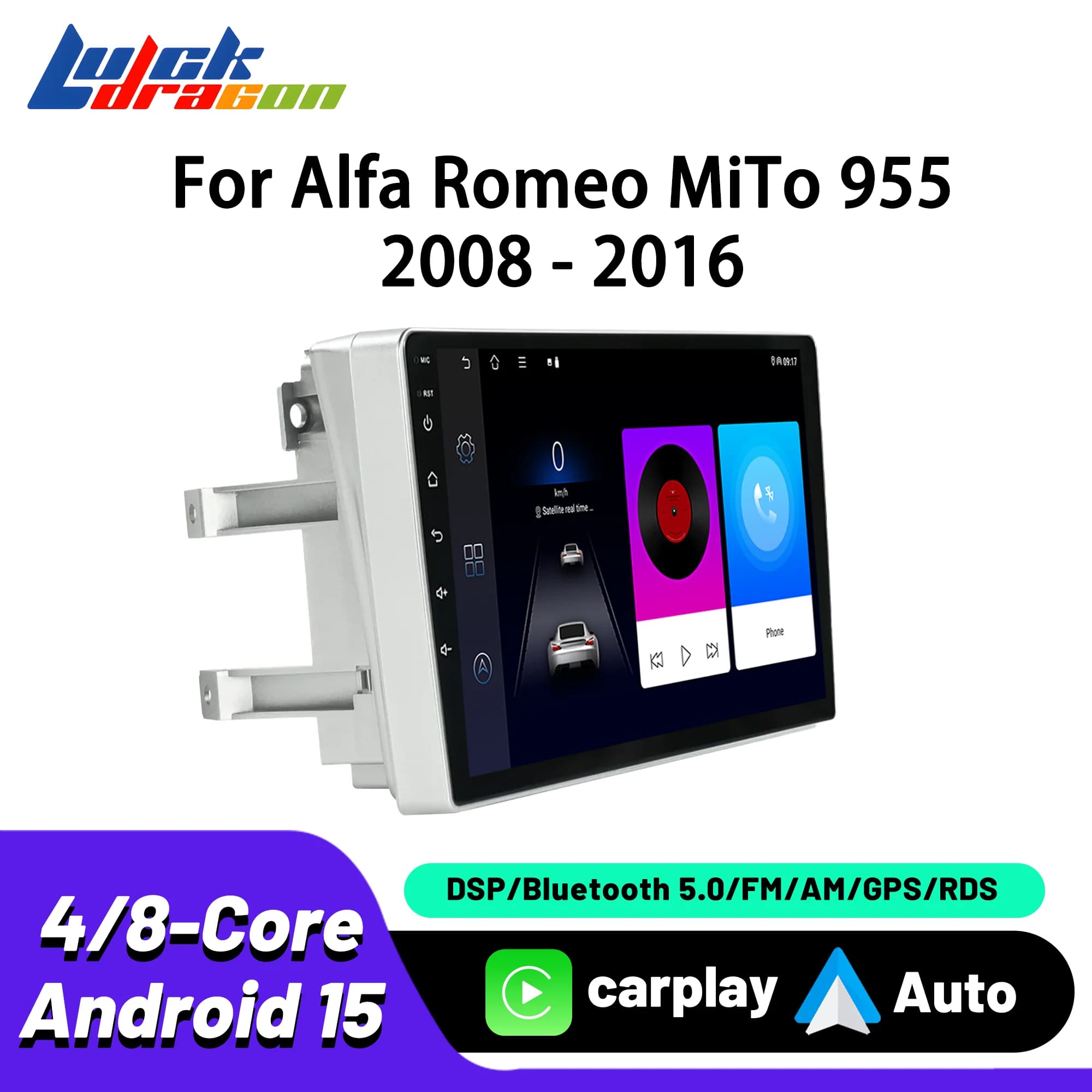Lettore video multimediale per auto per Alfa Romeo MiTo 955 2008-2016 Android Auto GPS Navi Auto Bluetooth Radio FM WiFi IPS Audio schermo