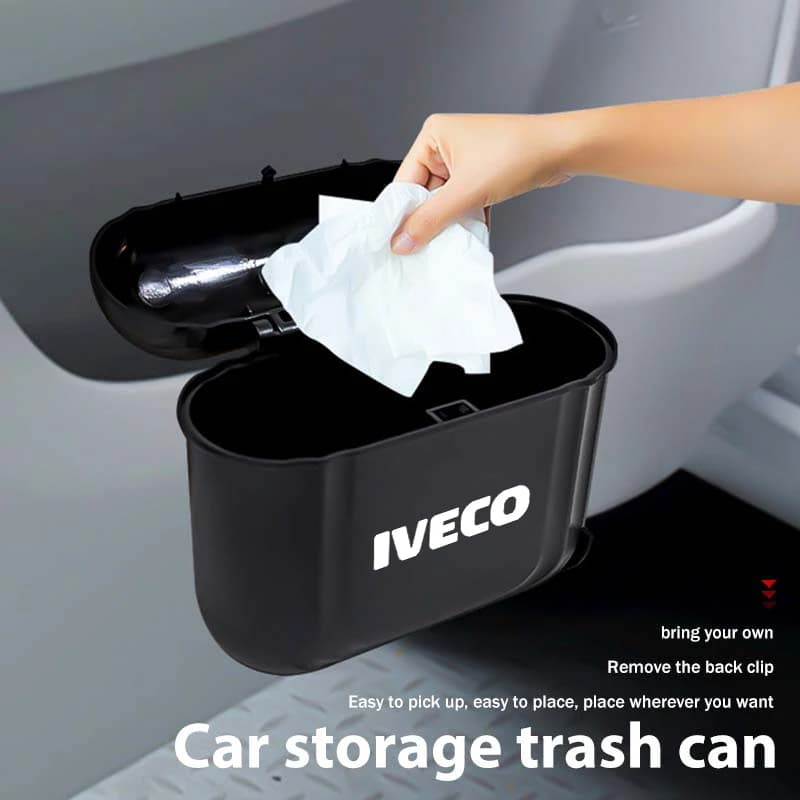 For IVECO Portable Hanging Car Trash Can Wastebasket Trash Bin with Lid Storage Bin T-Way Artic Rigid Daily S-Way Eurocargo‌ 4x2