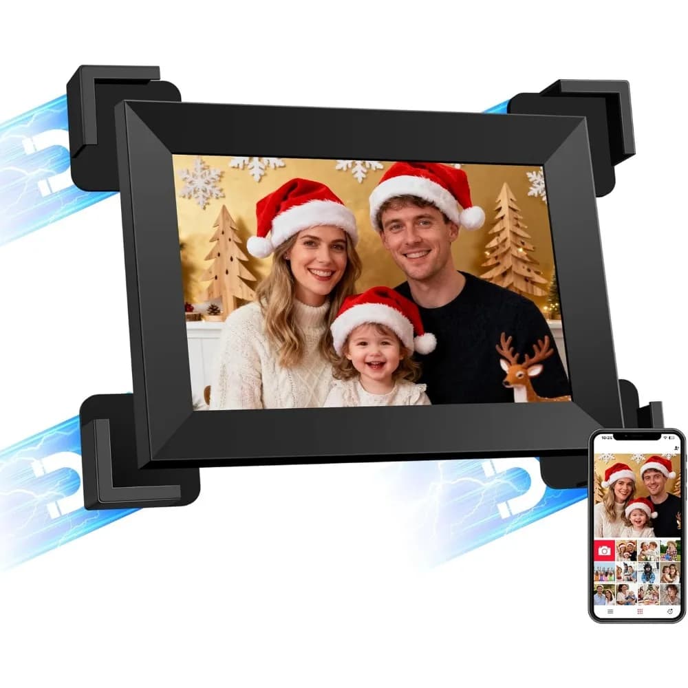 Cornice Fotografica Digitale Magnetica 10.1 Pollici con Controllo WiFi e App, Schermo Touch HD, Regalo per la Famiglia