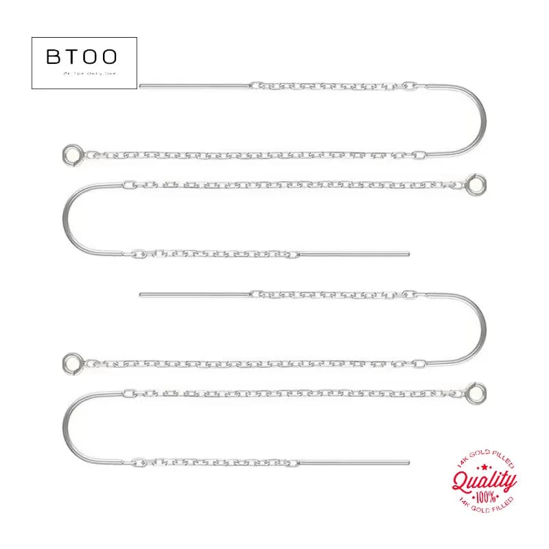 Orecchini in Argento 925 con Catena a Filo U-Threader, Catena Box in Argento Sterling, Pendenti con Anello, Componenti per Orecchini, Forniture per Gioielli