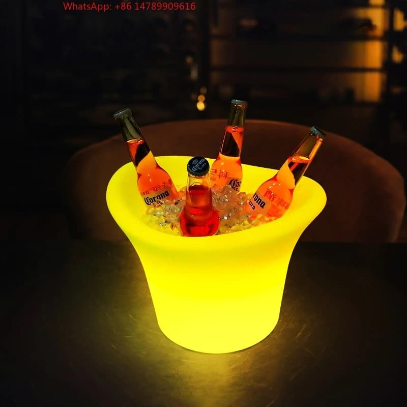Espositore per Liquori a LED Personalizzato Premium, Secchiello per Ghiaccio Luminoso con Controllo Remoto Intelligente, Vasca per Ghiaccio in Plastica Rinforzata