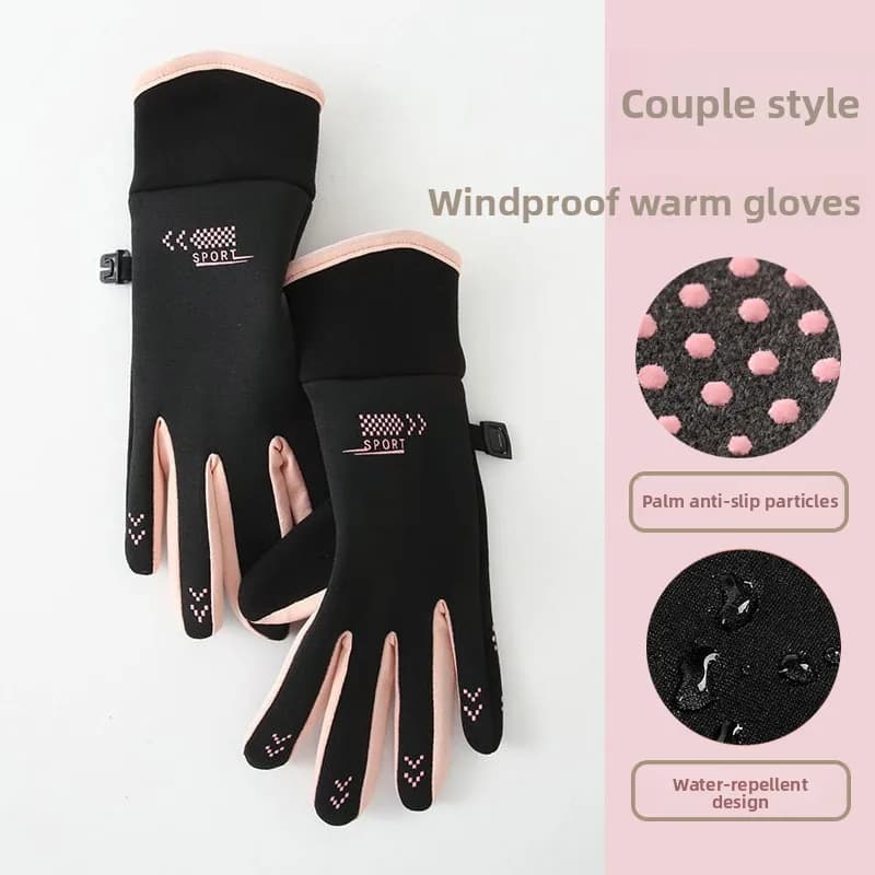 Outdoor Cycling Winter Gloves Men's and Women's Sports Anti-slip Velvet Touchscreen Gloves, Windproof, Waterproof and Thin