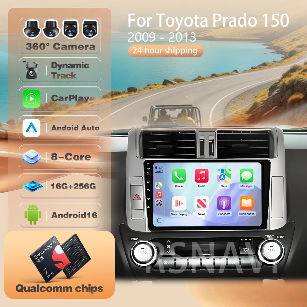 For Toyota Land Cruiser Prado 150 2009 - 2013 2din Head Unit Carplay Auto Car Radio Multimedia Player Plug and Play Android 16