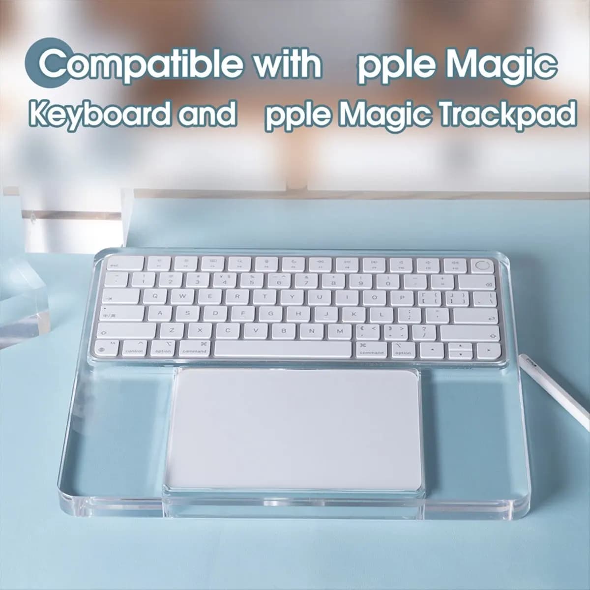 AAAE Keyboard Wrist Rest for 2023 Magic Trackpad 2/3 Keyboard Acrylic Stand Station Transparent Crystal Pad Bracket