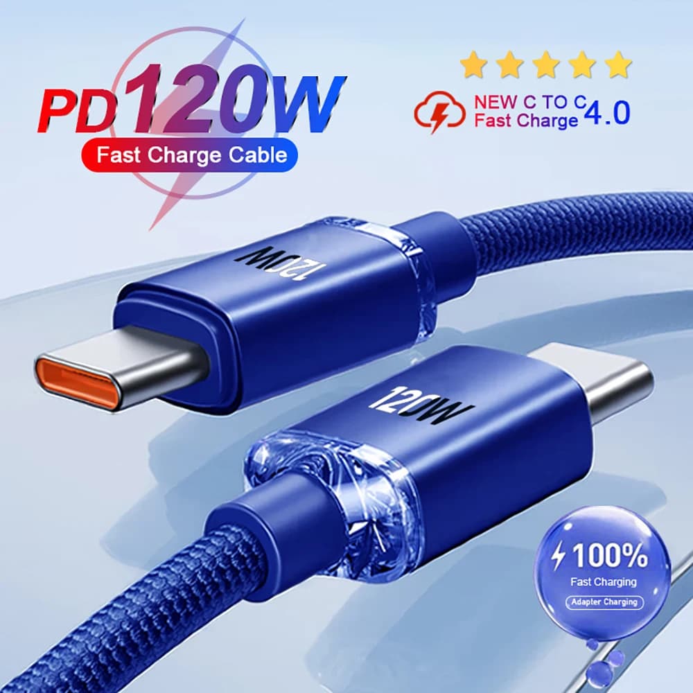 PD 120W 6A Cavo di ricarica rapida da USB a tipo C per iPhone 16 Huawei Samsung Xiaomi Redmi Cavo dati di ricarica rapida per telefono Cavo USB C