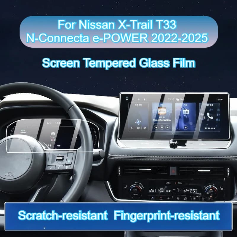For Nissan X-Trail T33 N-Connecta e-POWER 2022-2025 12.3" Tempered Glass Film Screen Protector Anti-Scratch Anti-fingerprints