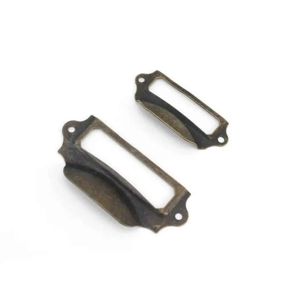 Porta etichette in metallo da 100 pezzi, cornice per etichette in bronzo antico, maniglia per cassetto dell'armadio, viti hardware per armadio da parete della cucina