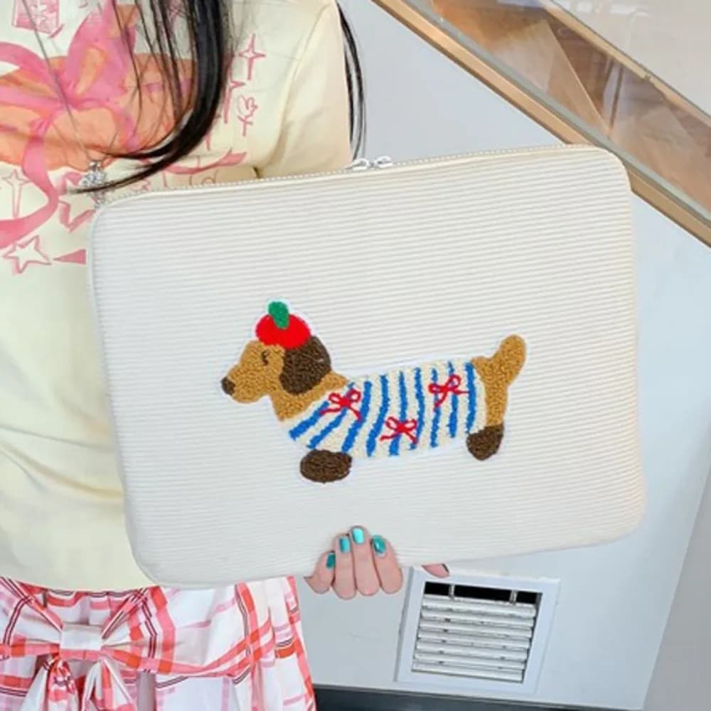 Custodia per tablet Borsa per laptop con cane cartone animato Borsa per tablet dolce antiurto Borsa per computer sottile per ragazza carina Ragazze/Donne/Donne