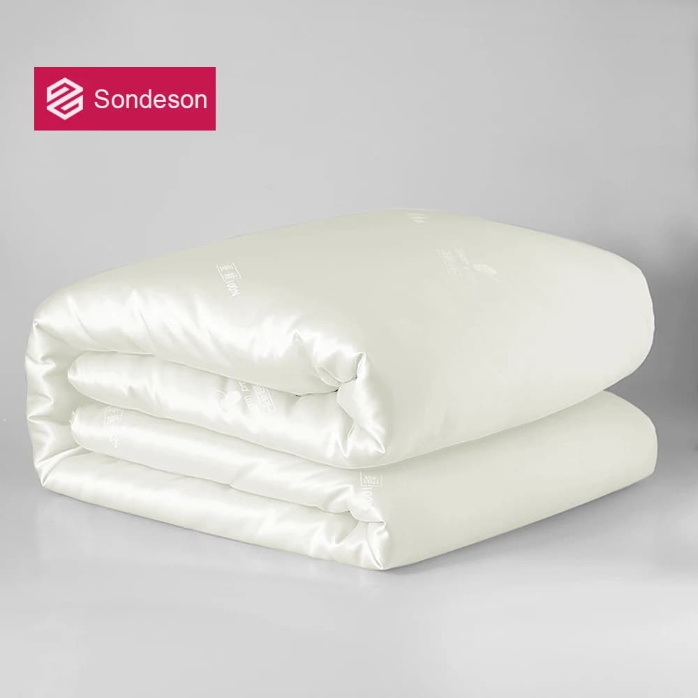 Sondeson Lusso Naturale 100% Trapunta di seta Caldo Jacquard Bianco Piumino Morbido Piumino Queen King Coperta sana setosa per il sonno 1 pz