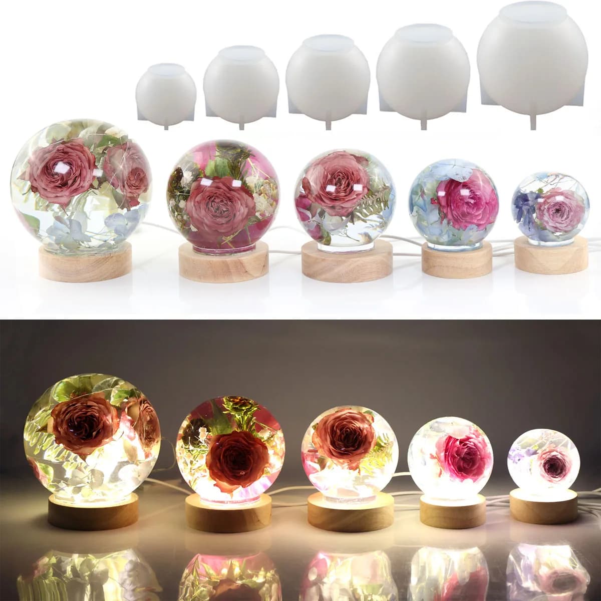 65-120mm Sfera Stampo In Silicone Per Fiore Secco Sfera Sfera Mestiere Della Resina Fare Gioielli FAI DA TE Creazione di Colata Stampi In Resina Epossidica