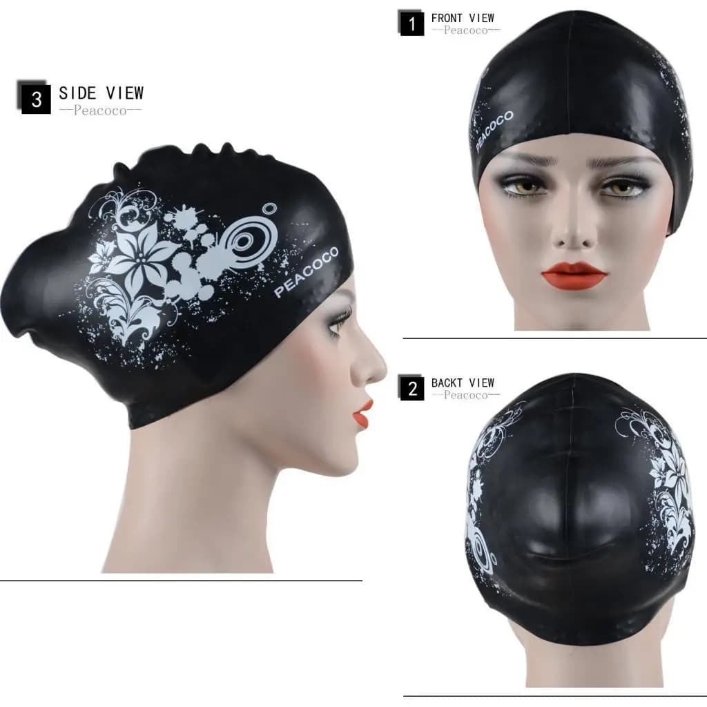 Universal Silicone Swim Cap Adjustable Waterproof Elastic Hair Cover for Men Women Pool Activities