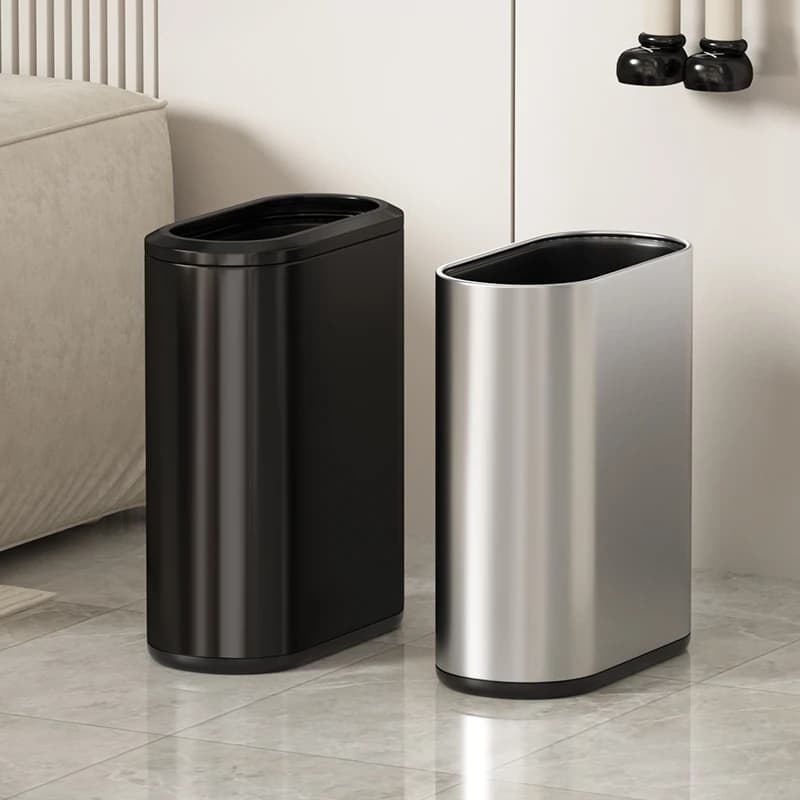 Leasylife Stainless Steel Narrow Slit Trash Can, Small, Light Luxury Garbage Can for Household Bathroom Bedroom Toilet Kitchen