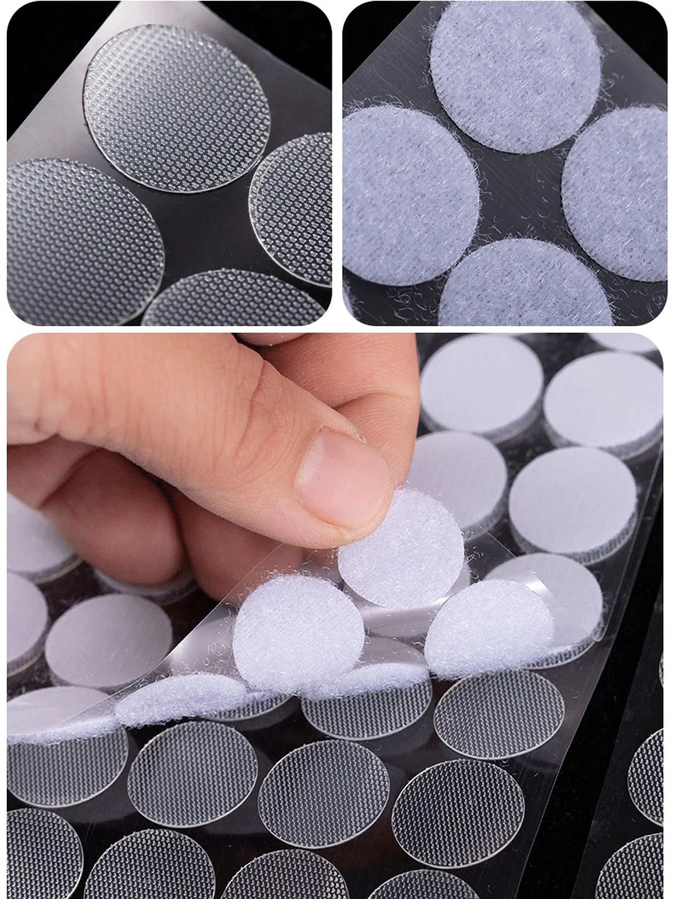 100 Paia di Adesivi Trasparenti a Punti da 20mm, Nastro Autoadesivo con Chiusura a Strappo, Adesivo Magico Rotondo Resistente