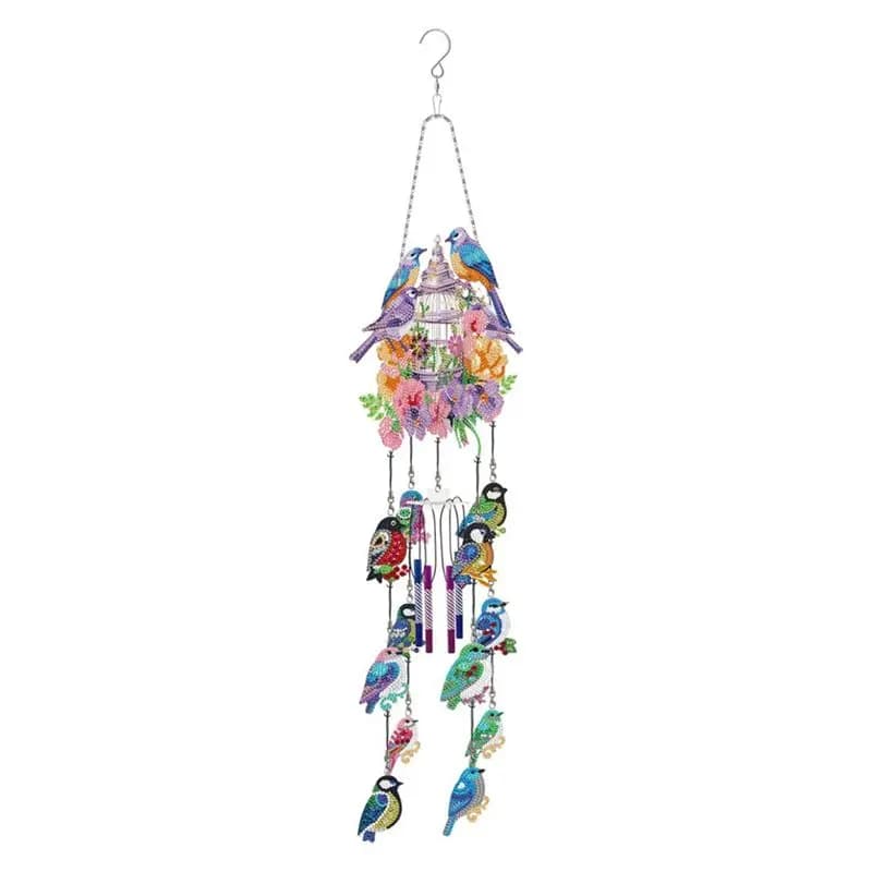 A02M-DIY Dotted Diamond Art Painting Wind Chime Kit Sun Catcher Hanging Ornaments Wind Chimes Suncatcher Art For Outside