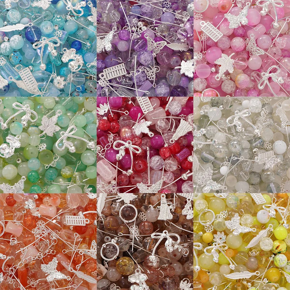 50g/bag Mix Glass Beads silvery Pendants Spacer Bead Jewelry Accessories for DIY Bracelets Necklace Anklet Jewelry Making