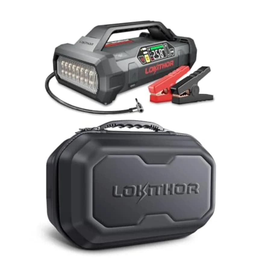 Avviatore di emergenza per uso automobilistico in plastica ABS nera, corrente di picco 2500A con compressore d'aria da 150 PSI e custodia protettiva in EVA