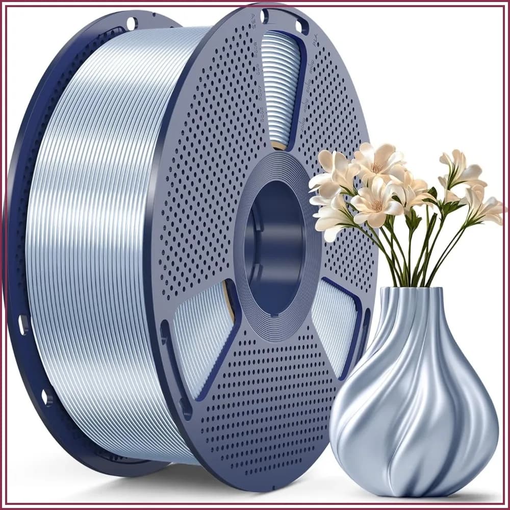 Filamento PLA Seta 1.75mm, Superficie Liscia e Setosa, Facile da Stampare, Precisione Dimensionale +/- 0.02mm, Argento 1KG
