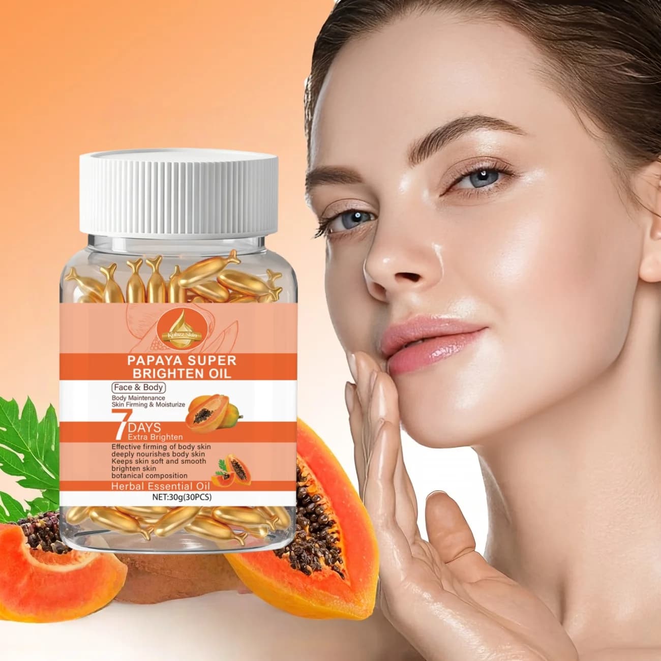 Papaya Vitamin Instant Lifting Capsules – Tighten and Lift Skin, Smooth Fine Lines and Wrinkles.