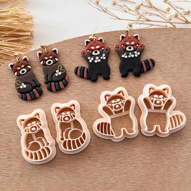 Animale Panda Procione Volpe Formine per argilla polimerica Cartone Criceto Scoiattolo Ceramica Ceramica Argilla Orecchino Gioielli Ciondolo Strumenti per la creazione